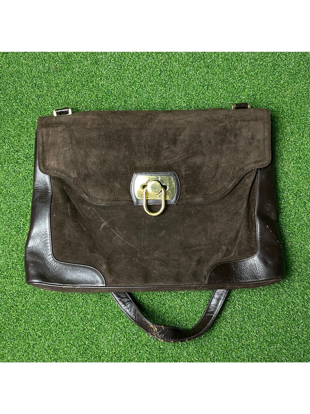 Morris Moskowitz Brown Genuine Leather Suede Fashion Shoulder Bag